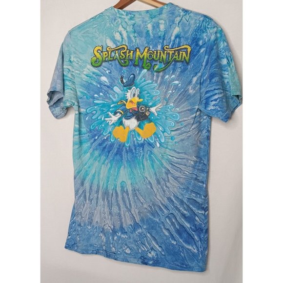 Walt Disney Magic Kingdom Splash Mountain S T Shirt Blue Tie Dye Mickey Donald - Picture 2 of 15